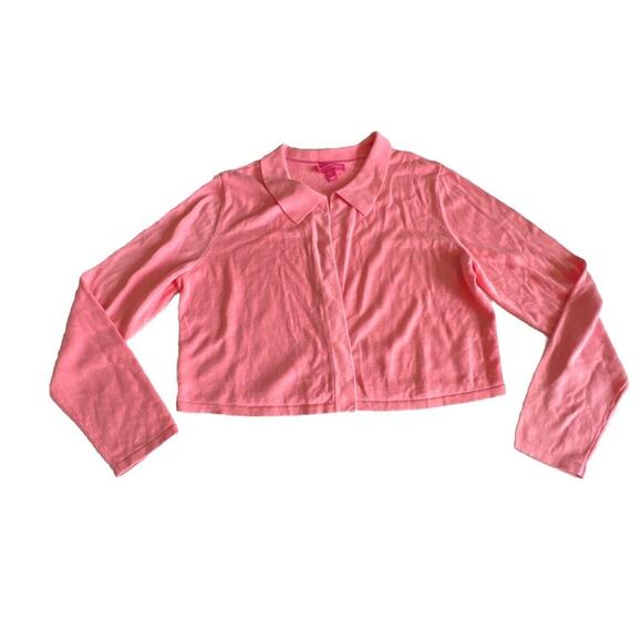 Isaac Mizrahi Live! Always Collared Cardigan Women's Top Sweater Large Pink - Picture 2 of 12